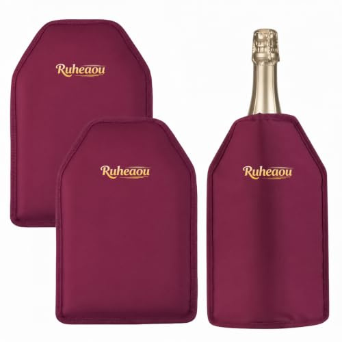 Wine Cooler Sleeve, Wine Bottle Gel Cooler Sleeve Freezer Chiller, Long Lasting Keep Wine Cool and Chill Sleeve for Prosecco Champagne Beer Wine Bottles(2count) (red)