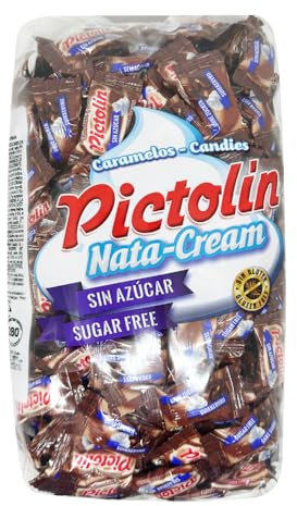 Pictolín Chocolate y nata sin azúcar - Caramelos de chocolate y nata sin azucares con edulcorantes - Bolsa de 1kg