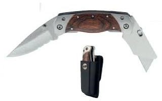 HM Müllner Taschenmesser 170mm mit Holster, Faltbar, Wharncliffe Klinge aus Edelstahl, Praktisch für Outdoor und Jagd, Unisex, Klein