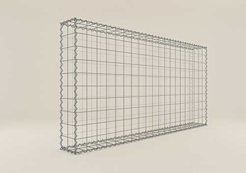 GABIONA Panier de Pierre Gabion carré, Mailles 10 x 10 cm, Profondeur 20 cm, Spirale Fermeture, galvanisé 200 x 100 x 20 cm