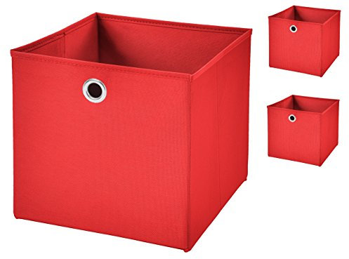 Stick&Shine 3X Aufbewahrungs Korb Rot Faltbox 33 x 33 x 33 cm Regalkorb faltbar
