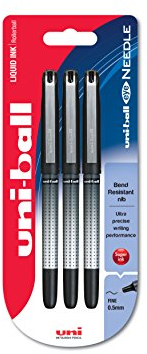uni-ball Eye Needle UB-185S Rollerball Pen - Black, Pack of 3