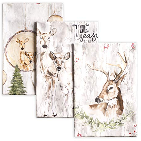 Maison d' Hermine Mountain Life 100% Baumwolle Set von 3 Multi-Purpose Küchenhandtuch | Bar Handtücher | Thanksgiving/Weihnachten (50cm X 70cm)