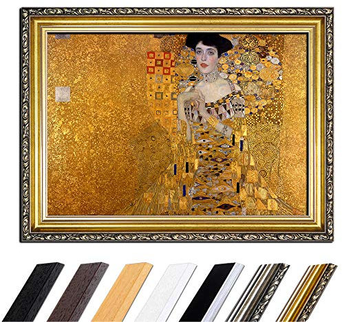 Bild mit Rahmen - Gustav Klimt Adele Bloch - Bauer I 110x85 cm - Gerahmtes Leinwandbild Alte Meister - Antiker Rahmen Gold Barock, Klassisch