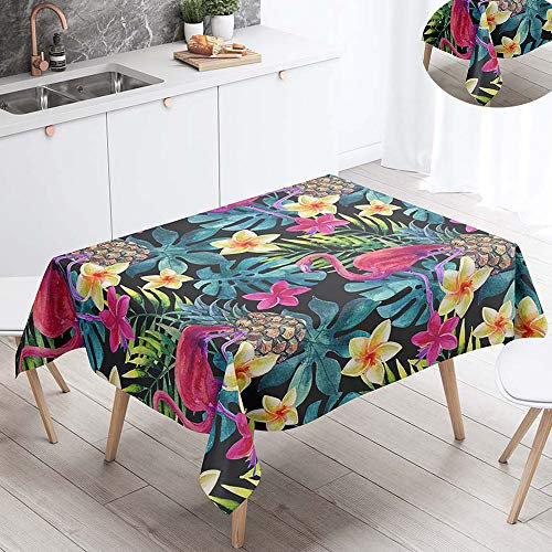 FANSU Tischdecke Wasserdicht Tischwäsche, Rechteckige Wasserabweisend Abwaschbar 3D Flamingo Tischtuch Draussen Küchentischabdeckung für Outdoor Garten Küche Dekoration (Gelbe Blumen,100x140cm)