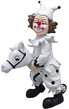 Oberle Dekofigur Clown auf Steckenpferd schwarz weiß 16 cm Figur Karneval Köln Harlekin
