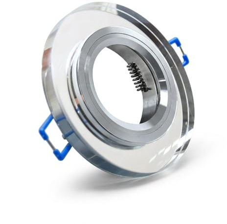 Maxkomfort 6er Set Glas Einbaustrahler Rund inkl. GU10 Keramik-Fassung | Rostfreier Deckenspot (Einbauloch Ø 60-68mm) | 230V Innenbeleuchtung IP20 | Ohne Leuchtmittel, Transparent/Spiegel 3107