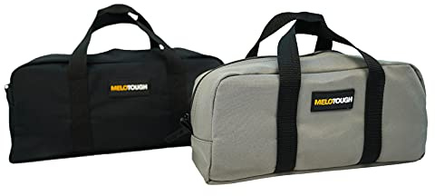 MELOTOUGH Utility Tool Tote Bag Combo Kit - Includes 2 Medium Tool Organizer Bags for Electrician, Plumbing, Gardening, HVAC & More (Black & Grey)
