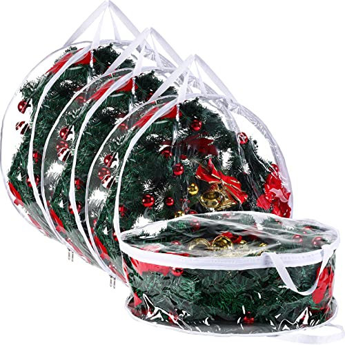 Kranz Aufbewahrung Behälter Weihnachten Klare Weihnachten Kranz Aufbewahrung Tasche 24 Zoll Weihnachten Kunststoff mit Doppelten Reißverschlüsse und Verstärkten Griffen