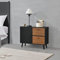 [en.casa] Sideboard Gislaved mit 3 Schranktüren 80x30x62,5cm Kommode Wandschrank Wohnzimmerschrank Schwarz/Dunkler Holzton