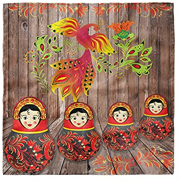 ABAKUHAUS Ethnisch Kopftuch, Folkloric Russische Puppen, Haarwickel, 53 cm x 53 cm, Mehrfarbig