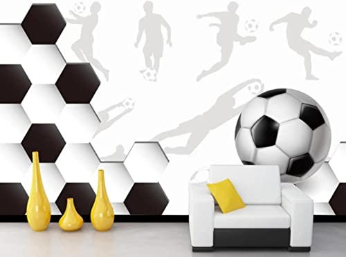 Mural Wallpaper Black and White Football Silhouette Photo Wallpaper 3D Effect Living Room Bedroom Decoration Wall Covering