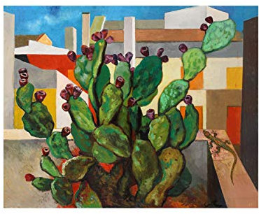 Vestin Stampa in Poster o Tela Canvas 100% QUALITà ITALIA - Guttuso - Fichi d'india - effetto Dipinto Idea Regalo Casa quadro cucina stanza da letto soggiorno (TELA CANVAS, 80X100 CM)