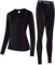 Acfoda sous-Vêtement Thermique Femme Fonctionnel Ensemble Ski Hiver Chaud sous-Vêtements Ensemble Compression Maillot Manches Longues & Pantalon Sport Snowboard Running Rose 42