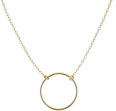 Kritz Damen Halskette Kreis Unendlich Gold - Schmuck Kreis Anhänger mit Verstellbare Kette - Schmuck Mode Geschenk für Frauen