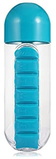 Wasserflasche mit wöchentlicher Pillendose, klein, kombiniert, täglicher Pillendosen-Organizer mit Wasserflasche, Medikamenten-Pillenbox Pillendosen (Color : B)