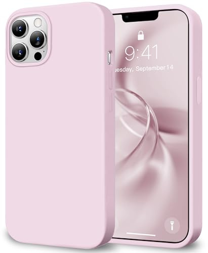 HOOMIL Hülle für iPhone 12/12 Pro, Flüssigsilikon, Seidig Weiche Haptik, Militärischer Stoßschutz, Stoßfeste Handyhülle mit Kratzfestem Mikrofaserfutter - Hellrosa