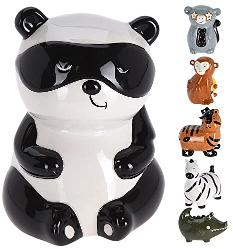 Murago - Spardose Panda - Sparschwein für Kinder Sparbüchse Jungen Mädchen Keramik Tierform Dekofigur groß Weiß schwarz