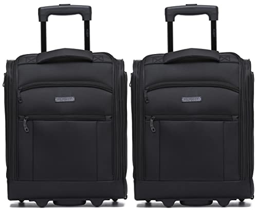 Flight Knight 2er-Set 45x36x20cm easyJet Underseat Carry On Non Priority Approved Handgepack Koffer - 2 Rader - Ultra Lightweight Durable Soft Case Textile Cabin Suitcase