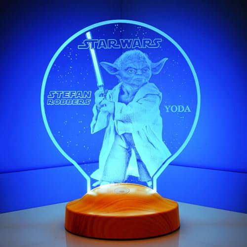 Star Wars Lampe Maister Yoda Personalisierte Geschenke mit Gravur 3D Led Lampe Wunschtext Schlummerlicht Farbwechsel Dekor Lampe