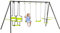 Outsunny Balançoire portique pour Enfant 4 agrès avec balançoire, nacelle Face à Face dim. 3,55L x 1,84l x 1,86H m métal époxy anticorrosion PE Gris Anthracite Vert Pomme
