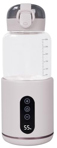 Hoapin scaldabiberon da viaggio, scaldabiberon per bambini in viaggio, batteria da 5200 mAh, portatile, 30 W, temperatura costante 37-55 °C, capacità 300 ml (bianco)