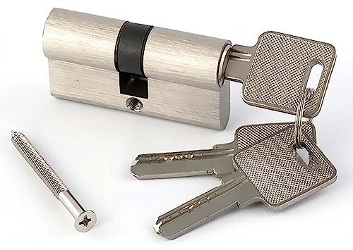 30/30mm Euro Messingzylinder, 60mm Schlüssel/Schlüsselzylinderschloss Wendeschlüssel Doppelzylinder Halbzylinder Knaufzylinder - für Alle Türtypen Balkontüren, Terrassentüren(Size:50MM(25+25))