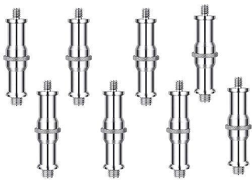 8Pcs Standard 1/4 to 3/8 Adapter Thread Screw Spigot Stud for Studio Light Stand Metal Male Convertor for Tripod Monopod Photo Studio Hot Cold Shoe Mount Ball Head Flash Lighting Receiver Trigger