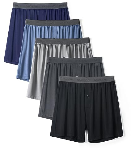 DAVID ARCHY Herren-Unterhosen. Die Herrenunterhosen sind weich und bequem für alle Anlässe, Grau Blau + Dunkelblau + Schwarz + Mittelgrau + Dunkelgrau, XL