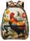 EVANEM Student Seesack, Mode Gedruckt Wasserdicht Casual Rucksack, Bunte Happy Birthday Cupcakes 14 Zoll Laptop Rucksack mit seitlichen Netztaschen für Schule, Arbeit, Reisen, Wandern, Hühner und