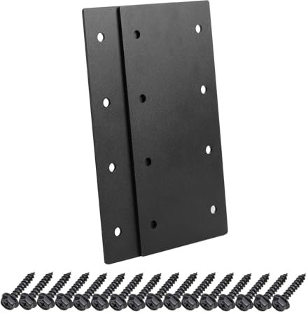 2 Pcs Black Pergola Brackets - Heavy-Duty Corner Brackets for Wood Project, 9¼L X 4½W Straight Bracket, Wood Timber Connectors, ⅛ Thickness Metal Mending Plates Screws Included