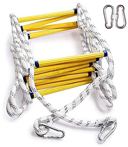 LekLai Emergency Fire Escape Ladder for Kids and Adults, 2-6 Story Flame Resistant Safety Rope Ladder,Emergency Ladders with 2 Hooks for Outdoor Window Balcony Treehouse Roof Loft/8M