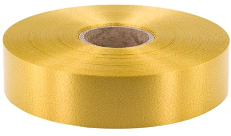 Geschenkband Ringelband 31mm x 100m Gold - wasserfestes Dekoband aus Kunststoff - Polyband zum Binden von Schleifen und Autoschleifen - zum Basteln von Weihnachtssterne und Verpacken von Geschenken