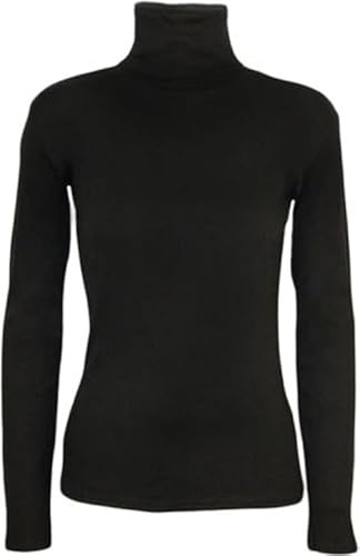 STAR FASHION GLOBAL LTD Ladies Polo Neck Stretch Long Sleeve Womens Plain Top Jumper 8-26 (Black, 14)