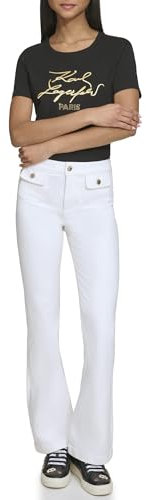 Karl Lagerfeld Paris Damen Front Pocket Fashion Jeans, White Denim, 46