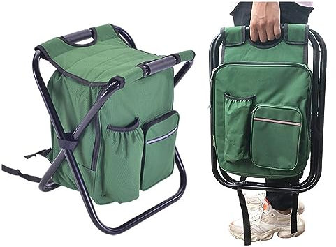 3-in-1-Kühler-Rucksack-Stuhl, Klappbarer Rucksack-Hocker, Stuhl, Angelstuhl, Rucksack, Kühltasche, Tragbarer Stuhl, 600D Verdickter Oxford-Stoff, Klapphocker Für Angeln, Camping, Wandern