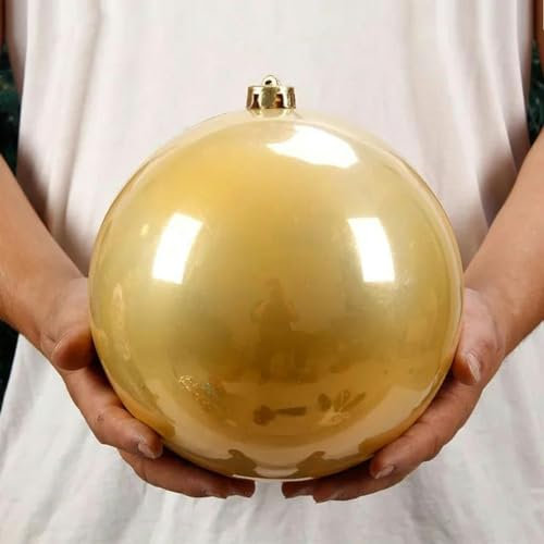 Weihnachtsdekoration, grün, große Weihnachtskugeln, Neujahr, Heimdekoration, Ornamente, individueller großer Weihnachtsbaum-Anhänger, rote Kugel, Gold, 25 cm, 1 Stück