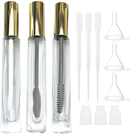 dootdott Leere Mascara-Tube und Zauberstab-Glas, 10 ml, leere Mascara-Tube und Lipgloss-Röhrchen, Wimpernspulen mit Tube, Wimpernwachstumsverpackung, Behälter für Zuhause und Reisen (B)