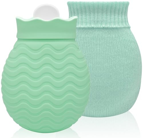 Silikon-Wärmflasche, 320ml kleine tragbare Heizkissen zur Schmerzlinderung, für Rücken, Nacken und Schultern, Mini auslaufsichere Wärmflasche, Weihnachtsgeschenke, ideal für Frauen, Kinder, Mädchen