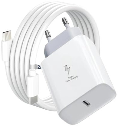 Caricatore USB C Rapido 25W Con Cavo 2M Per S21/21+/21ultra s22/s22+/s22ultra s23/s23+/s23ultra Alimentatore 25W con Carica Veloce,Quick Charger Wall charger