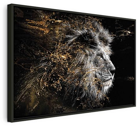 murando Bilder mit Rahmen 120x80 cm Wandbilder groß Leinwandbild XXL schwarzer Holzrahmen modern Wanddekoration Kunstdruck Wanddeko Wohnzimmer Schlafzimmer Porträt Tier schwarz grau Abstrakt