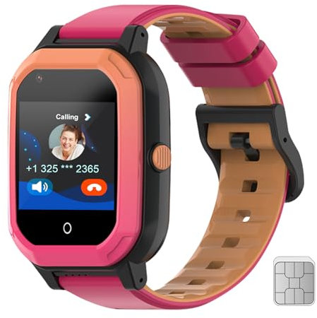 FEKIDO Wonlex GPS Smart Watch for Kids, 4G Smartwatch with SIM Card, 1.4 Phone Watch with Video Calls, Voice Chat, SOS, Camera, Pedometer, Alarm, Games for Boys Girls Aged 3-12 Years Old(KT20pink)
