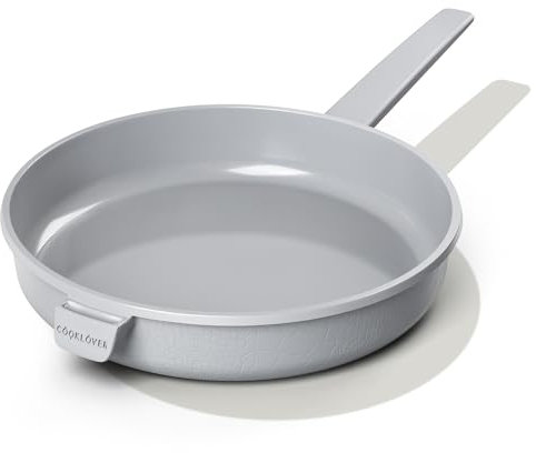 COOKLOVER Antihaft-Keramik-Bratpfanne, ungiftig, PTFE- und PFOA-frei, induktionsgeeignet, Eierpfanne mit hitzebeständigem Griff, 27,9 cm, Grau