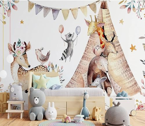 Naturempress Papel Pintado Pared 3D Papel Tapiz 400X280（Ancho X Altura） Sika Ciervo Animal Jardín De Infancia Habitación Del Bebé Fotomurales 3D Tv Fondo Pared Dormitorio Murales Papel Tapiz Moderno