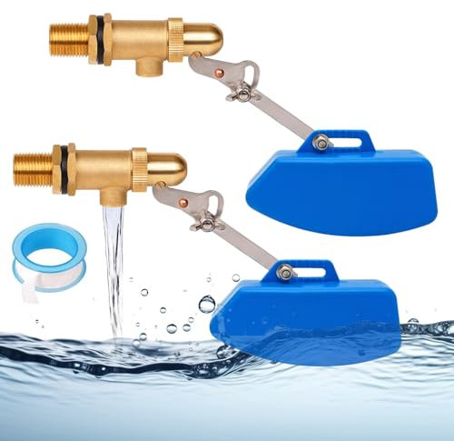 MUYIRTED 2 x Vanne Flotteur Laiton 1/2 Robinet Automatique Flotteur À Bille, Vanne Flotteur Basse Pression Reglable Pour Abreuvoir, Citerne Eau, Remplissage Automatique Piscine Niveau Constant