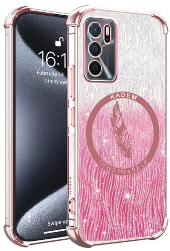 XINYEXIN Stoßfest Transparent Glitzer Handyhülle für Oppo A16 / Oppo A16s / Oppo A54s Hülle Glitter Case Bling Slim Ultra Dünn Schutzhülle TPU Bumper Back Cover - Rosa