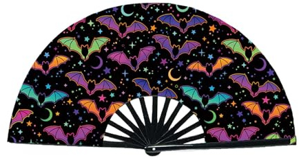 Nogsay Handfächer,Große Bambus Faltbarer Chinesische Deko Sauna Fächer Hochzeit Clack Hand Fan für Rave,Hanfu/Cheongsam,Festival,Club,Ereignis,Party,Tanz,Leistung