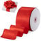 FAKILO Satin Wired Ribbon Wire Edged Red Christmas Ribbon for Gift Wrapping Christmas Tree Decoration Bows Making Wreath DIY Crafts Holiday and Home Decor (Red, 63mm X 18m)