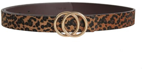 YUYANGDZI Damen Gürtel aus Leder mit abnehmbarer Schnalle, 3 cm Breite für Jeans, Hosen und Kleider (Leopardenmuster-Goldschnalle,S: 39,3 Zoll/100 cm)