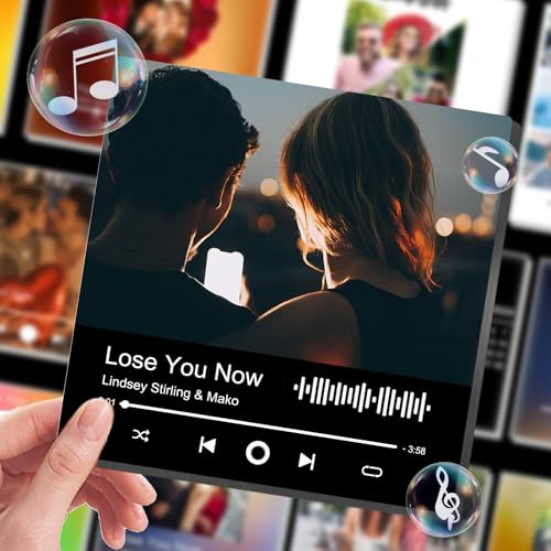 Imán de nevera con música personalizada con foto, imán de nevera de música personalizado para parejas, portada de álbum de canciones para amantes de la música, regalos de Navidad y Día de San Valentín
